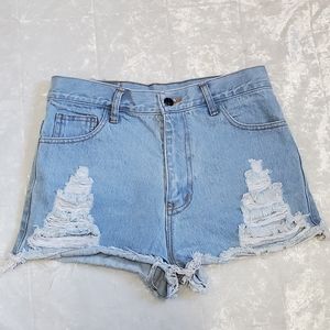 Pai Distressed Lightwash Denim Shorts